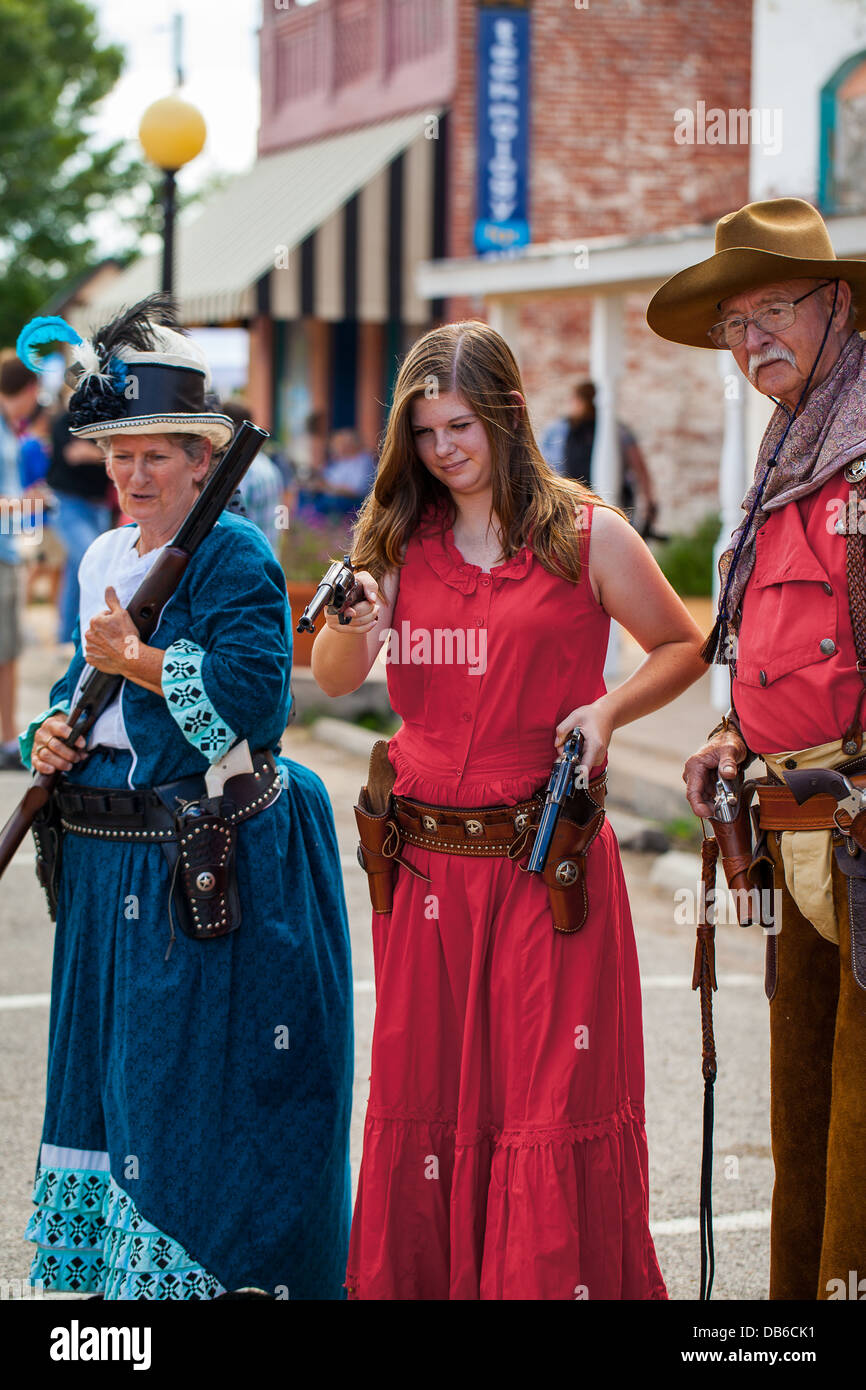 Wild West Family with Guns Reenactment Texas Stock Photo