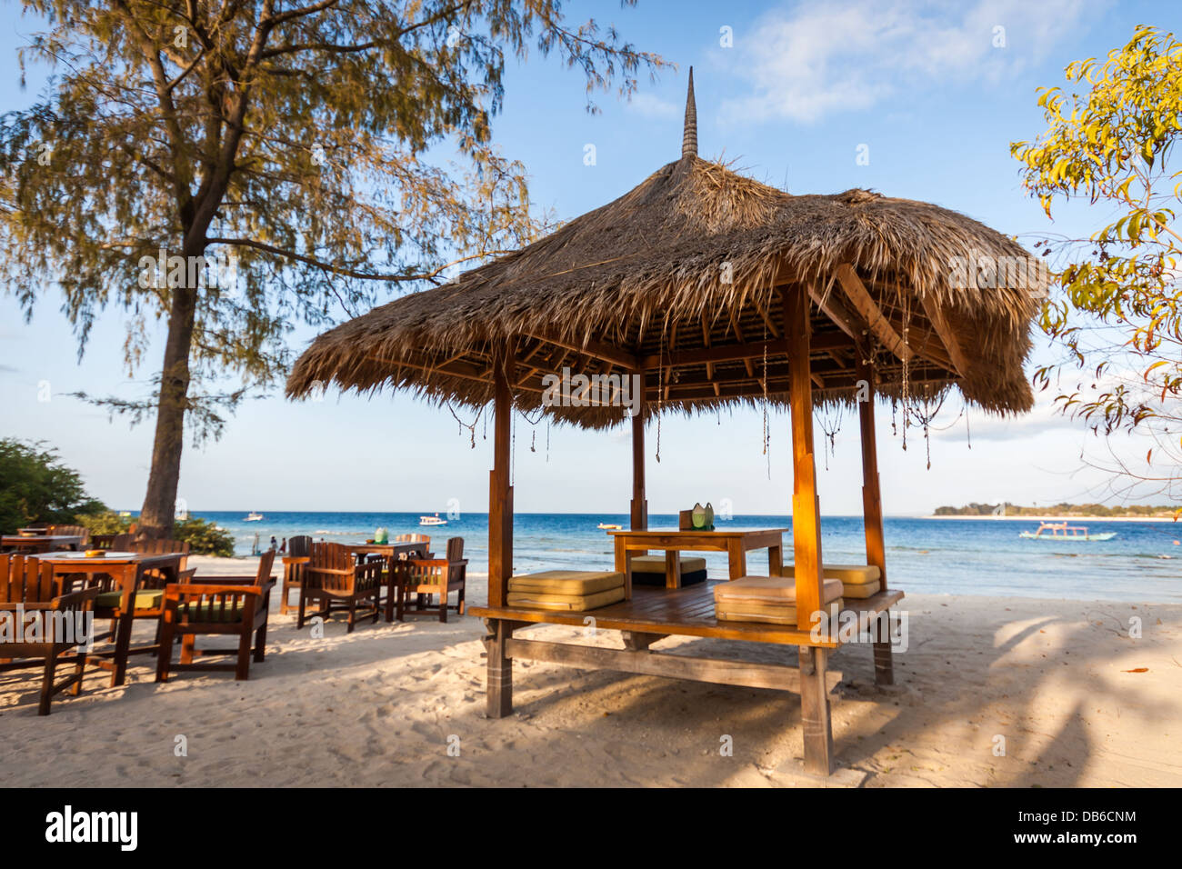 Beach restaurant on Gili island Stock Photo