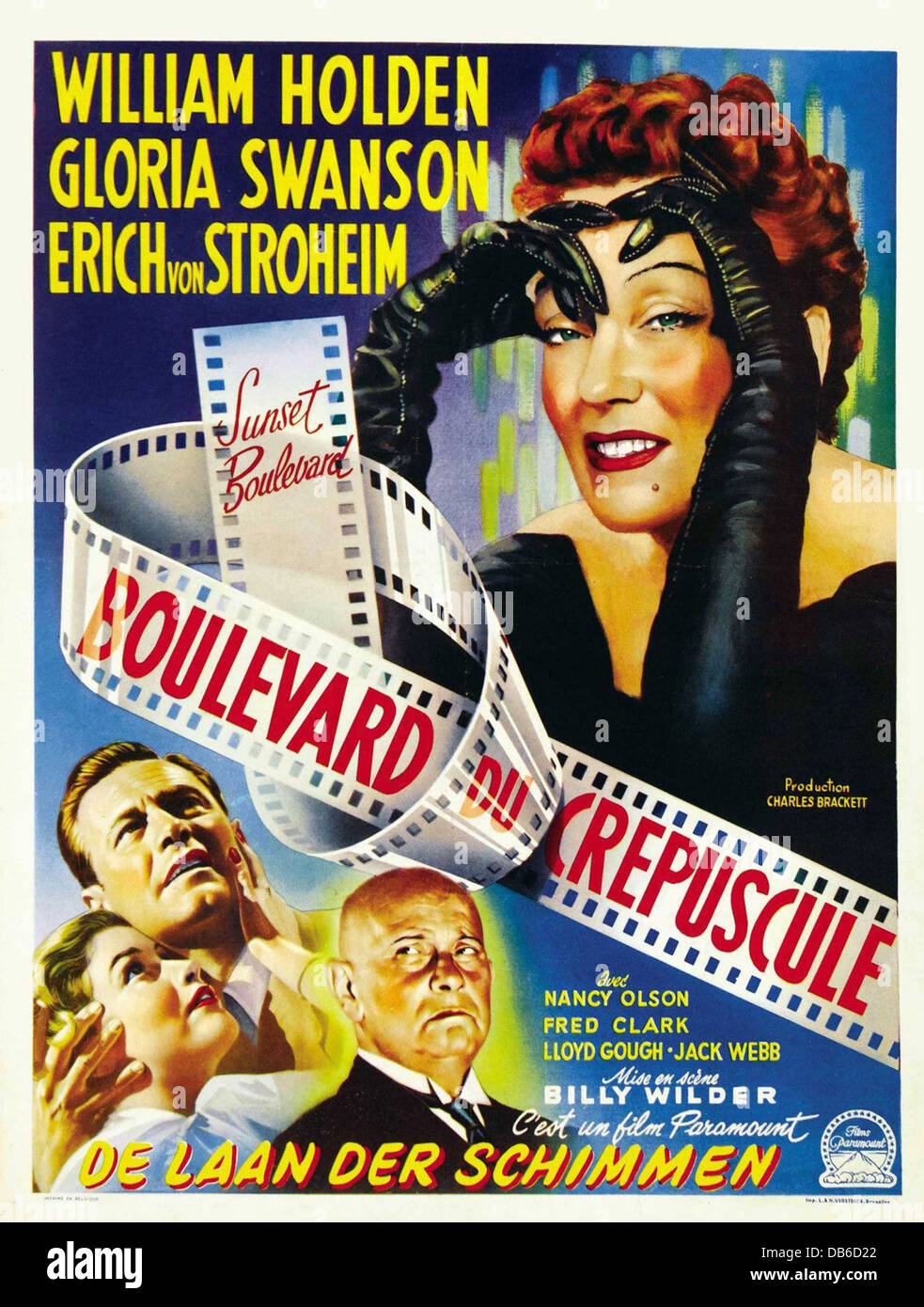 SUNSET BOULEVARD Paramount, 1950. Directed by Billy Wilder. FRENCH MOVIE POSTER Stock Photo