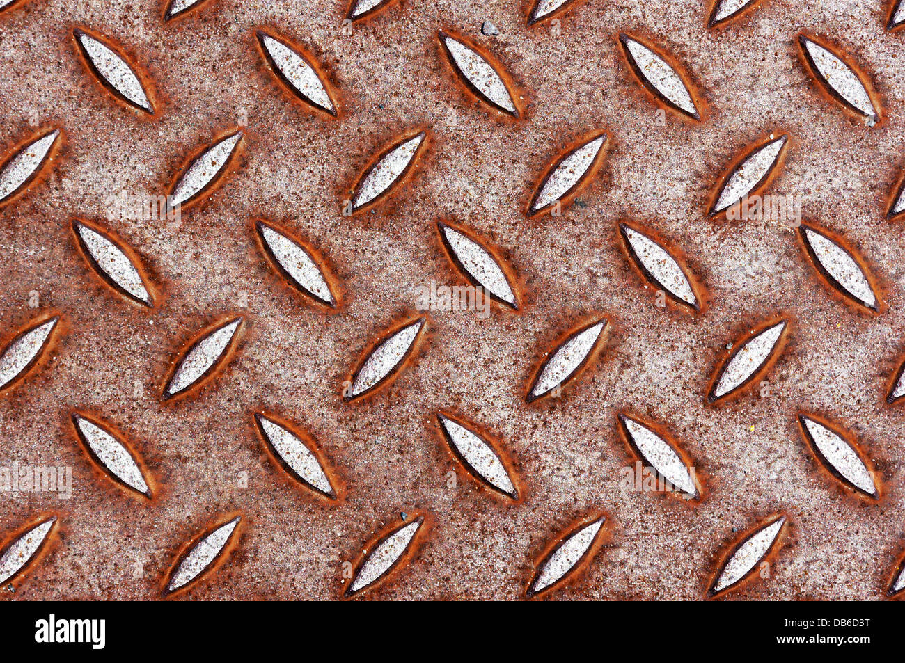 background with metallic and rusty textures on a sewer cover Stock Photo