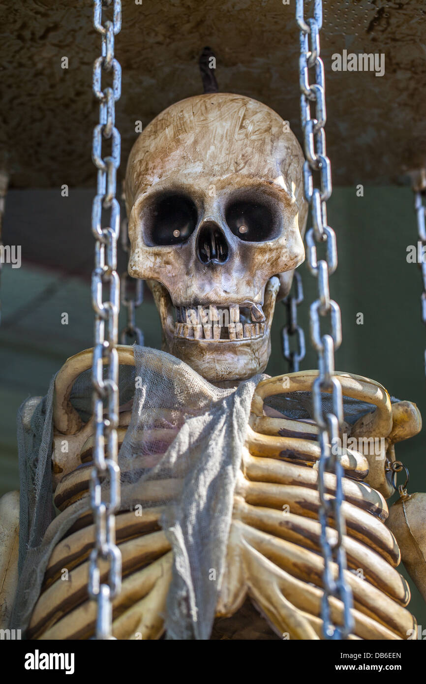 Halloween Decoration Skeleton and Chains Stock Photo