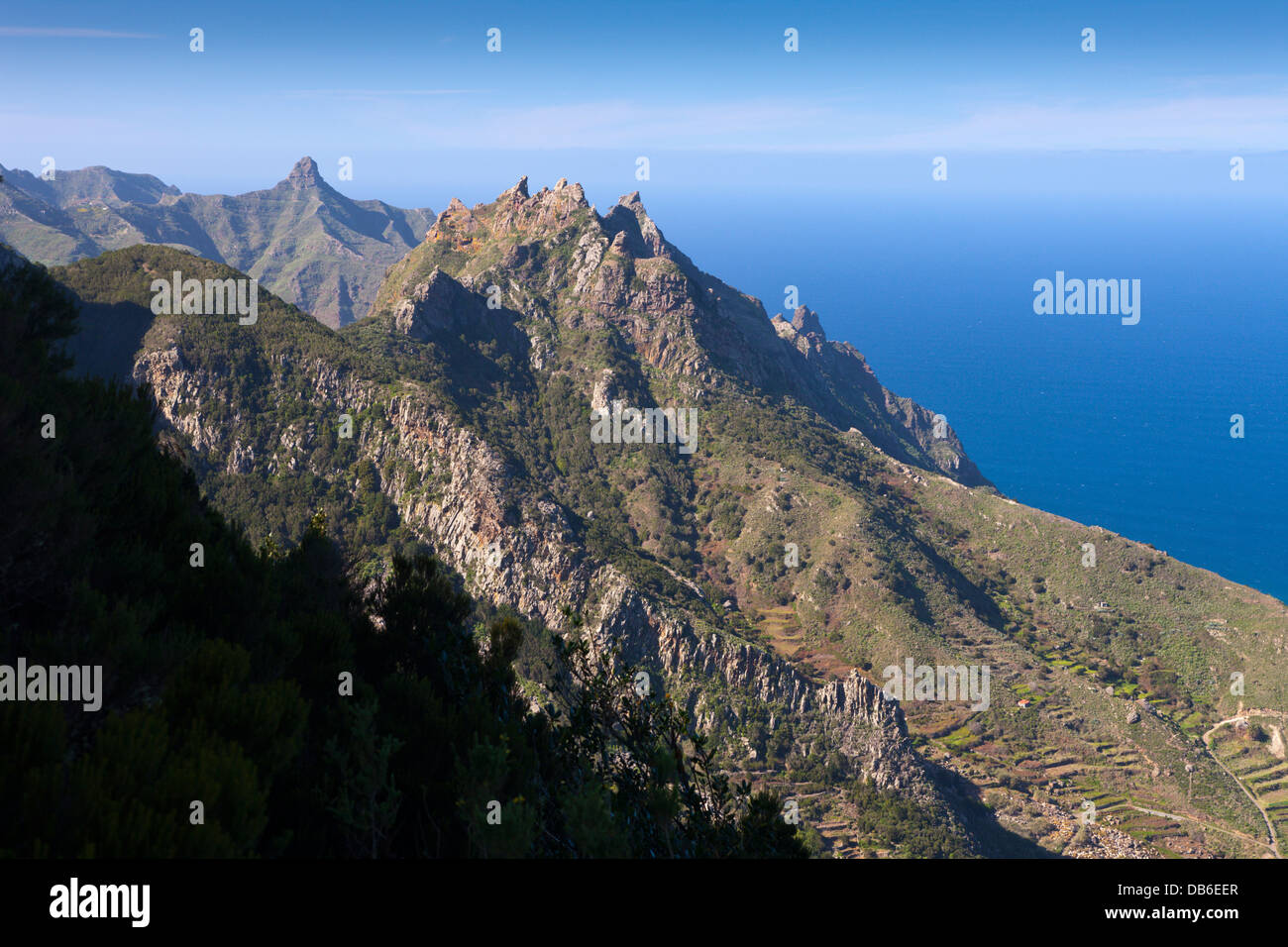 Cliff Coast at northern Anaga Mountains, Tenerife, Canary Islands, Spain Stock Photo