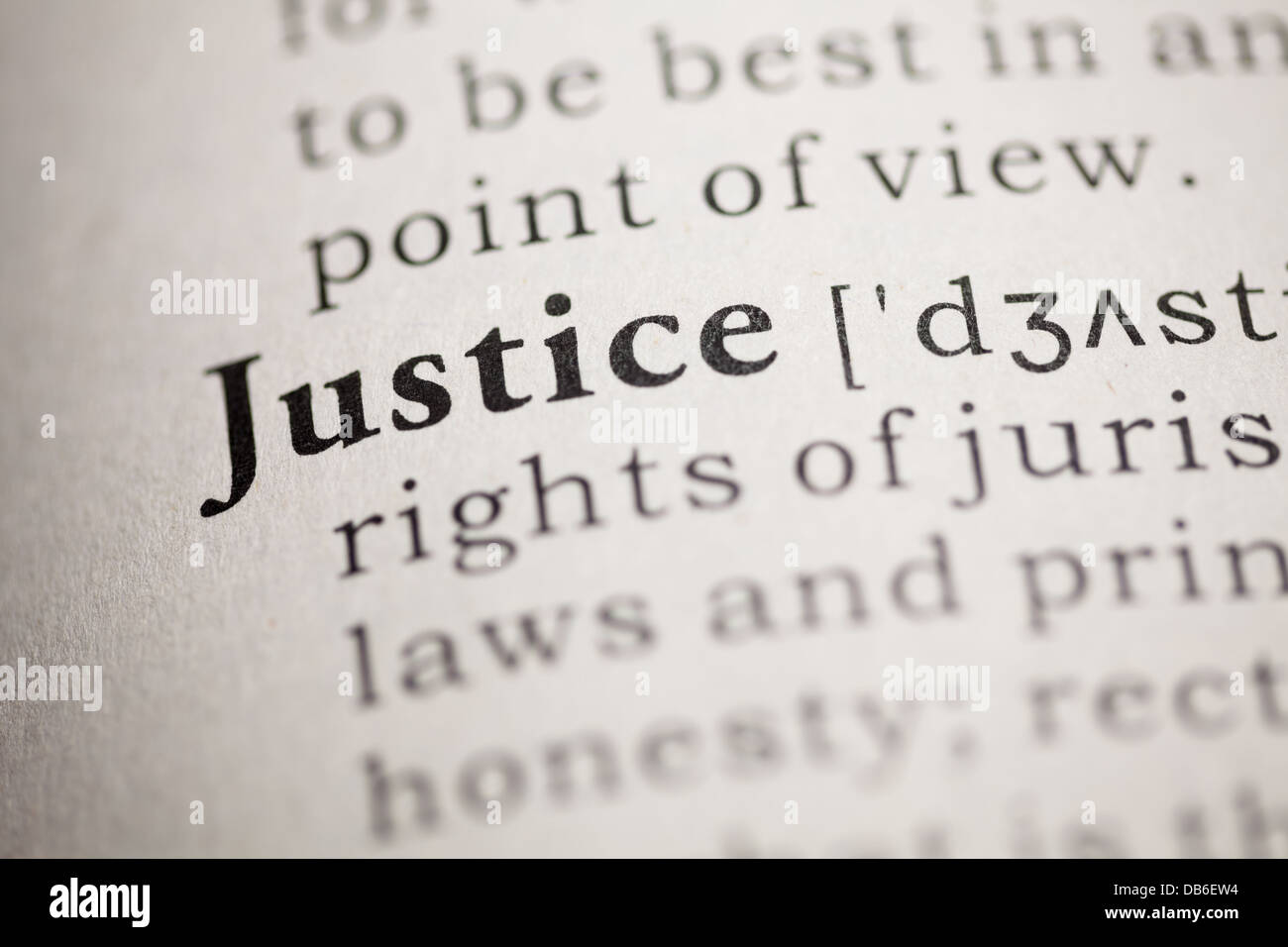 Fake Dictionary, Dictionary definition of the word justice. Stock Photo
