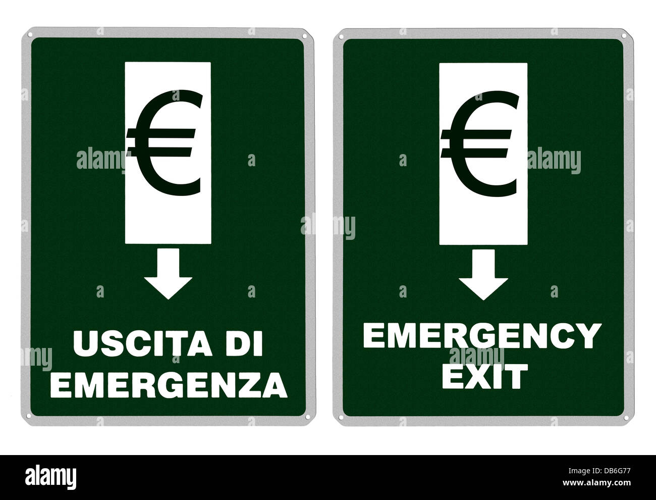 Emergency euro exit sign Stock Photo