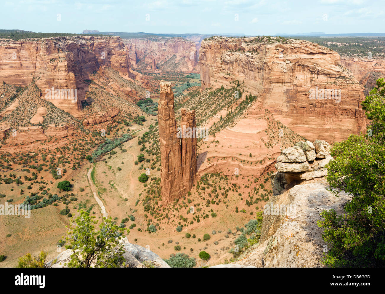 Spider Rock viewed from the South Rim in Canyon de Chelly National Monument, Chinle, Arizona, USA Stock Photo