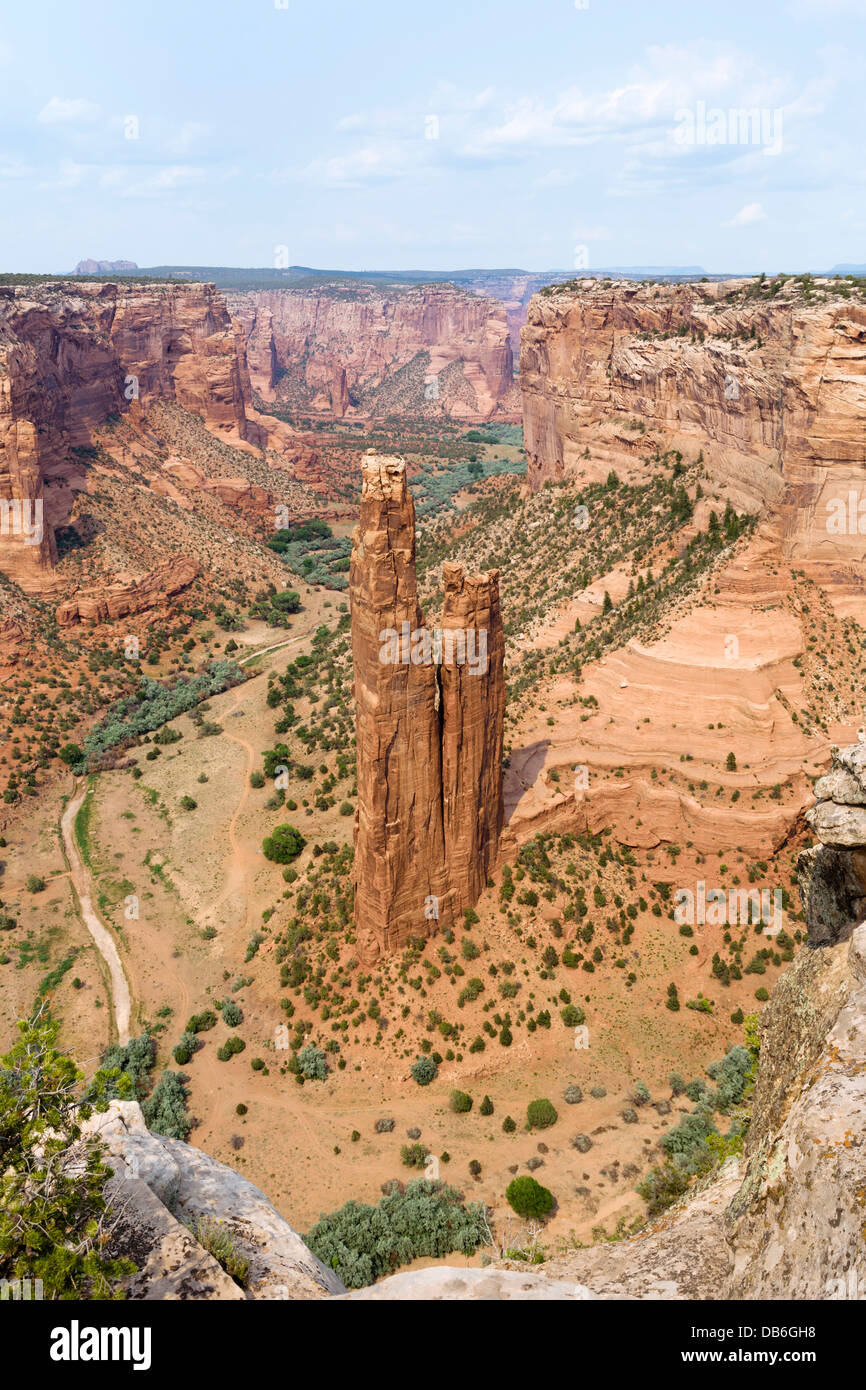 Spider Rock viewed from the South Rim in Canyon de Chelly National Monument, Chinle, Arizona, USA Stock Photo