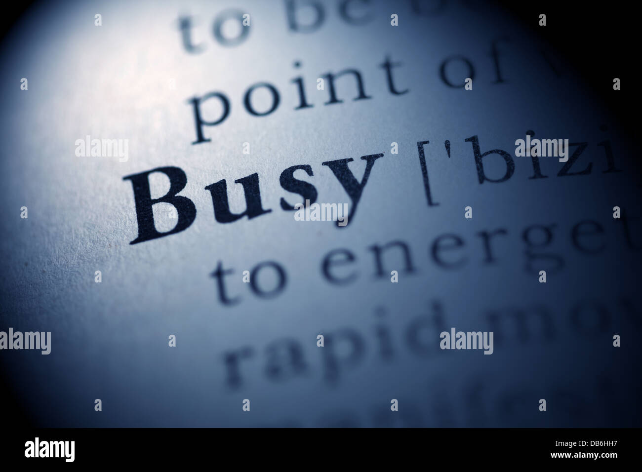 Fake Dictionary, Dictionary definition of the word Busy Stock Photo Alamy