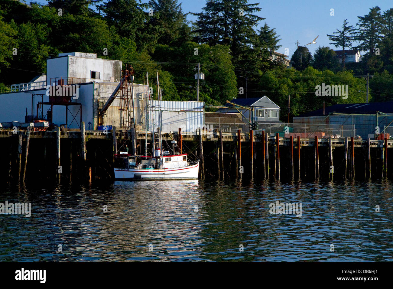 Waterfront and harbor at Yaquina Bay in Newport, Oregon, USA Stock