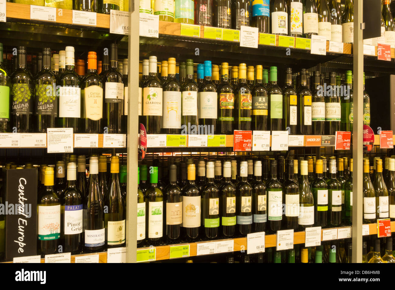 White wine display in Marks & Spencer store. England, UK Stock Photo