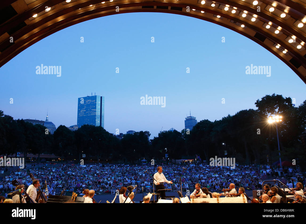 Boston Landmarks Orchestra performs at the Hatch Shell on the Esplanade