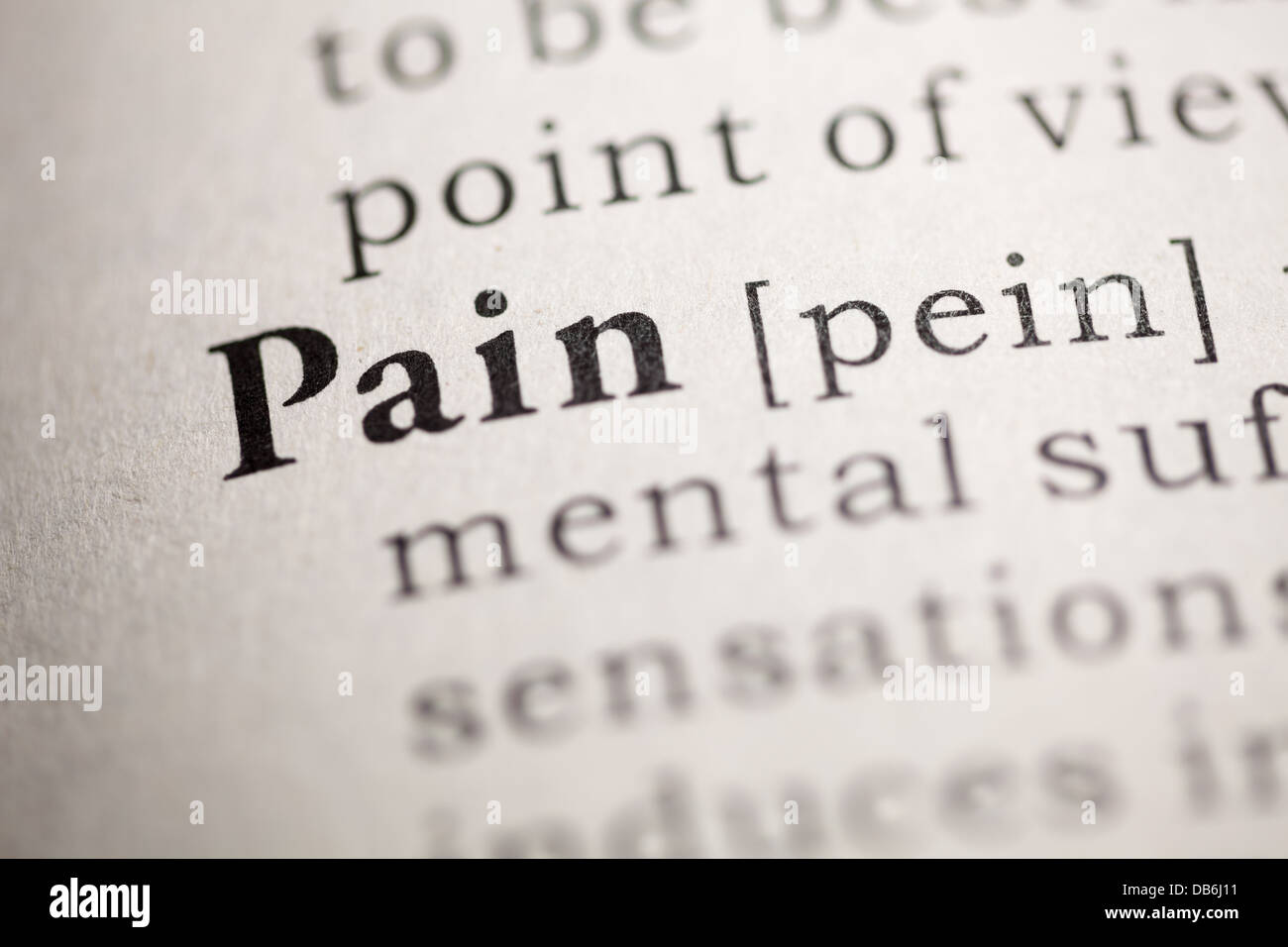 Fake Dictionary, Dictionary definition of the word Pain Stock Photo Alamy