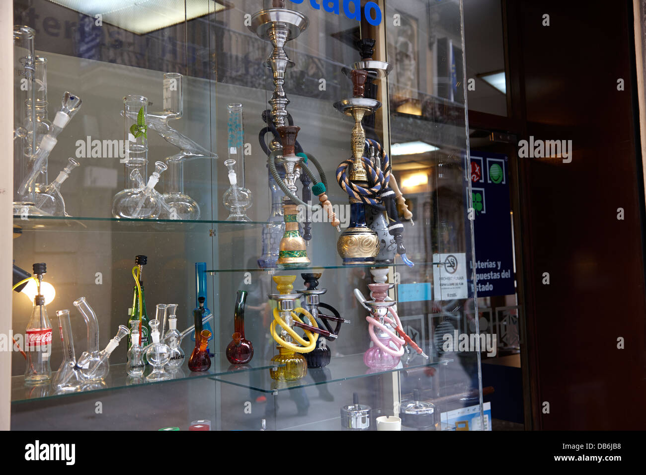 smoking pipes and bongs in the window of a shop in raval Barcelona  Catalonia Spain Stock Photo - Alamy