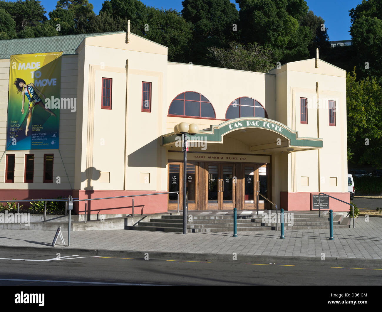 dh  NAPIER NEW ZEALAND Art Deco style Napier Municipal Theatre cinema design front Stock Photo