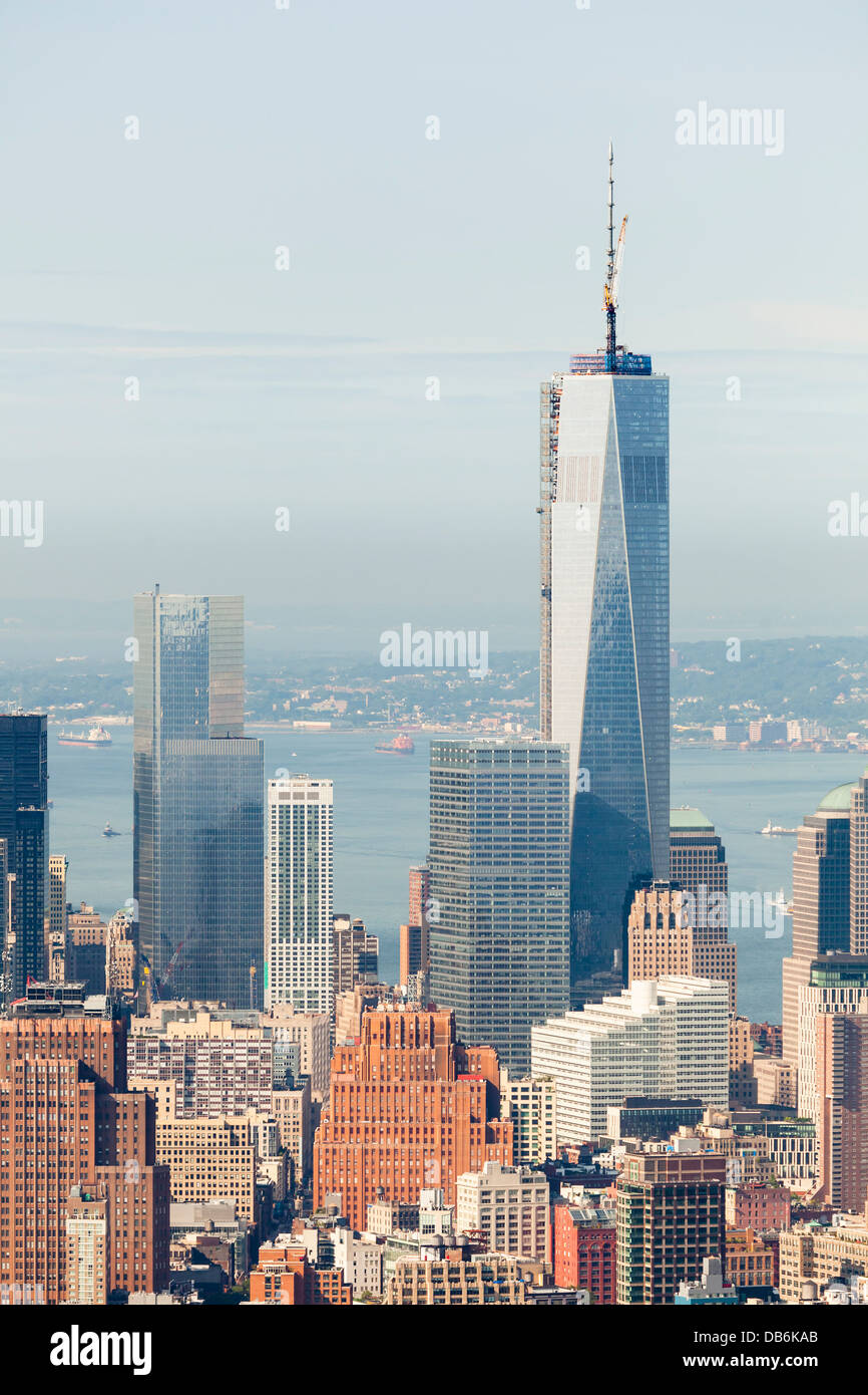 New York City financial district skyline with the almost finished One ...