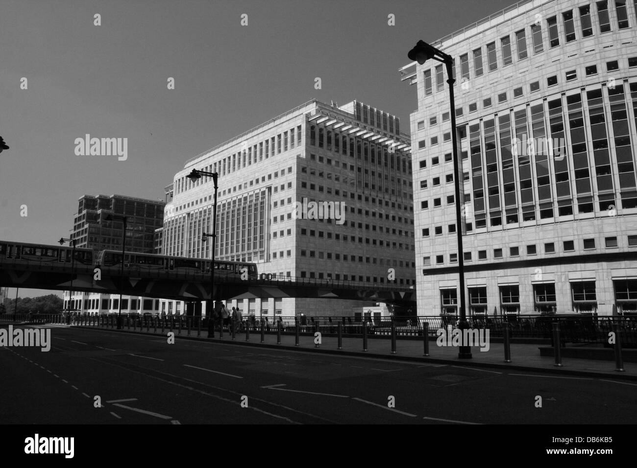 canary wharf  London. tall sky scraper buildings and the offices of many financial institutions. Stock Photo