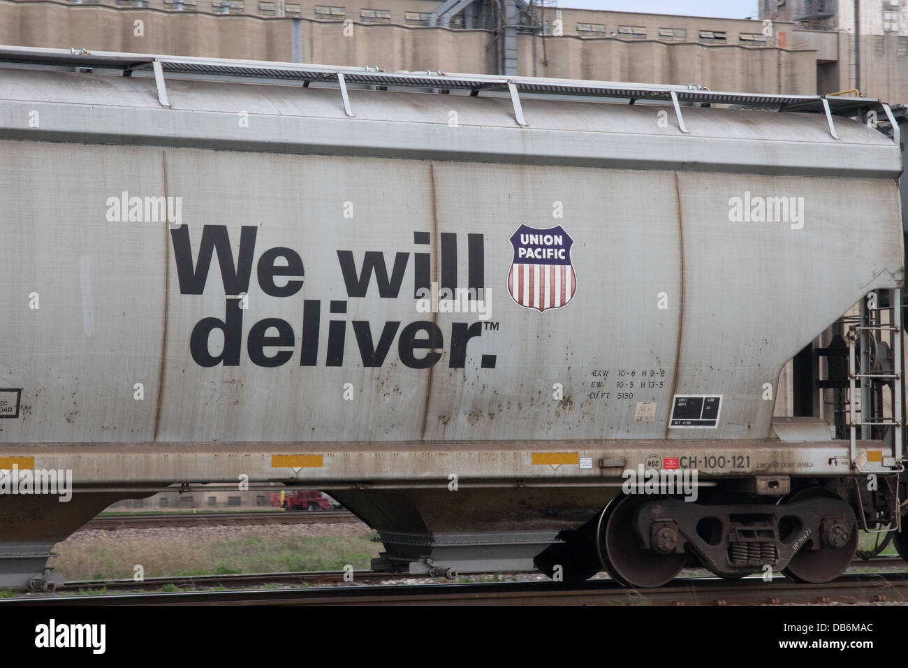 Union Pacific Railroad hopper car on Freight train at Saginaw Texas USA
