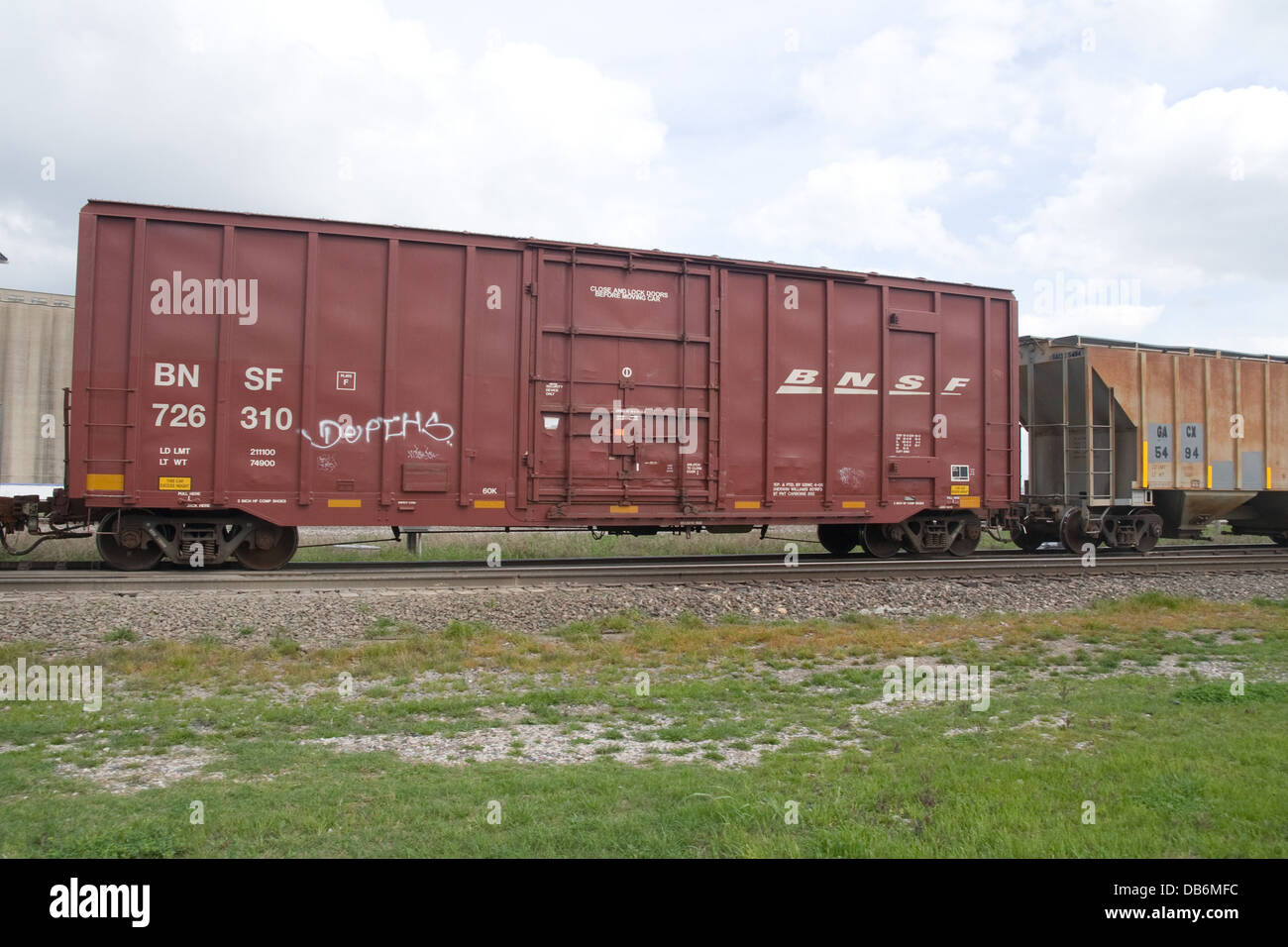Hicube BNSF boxcar in Freight train at Saginaw Texas USA Stock Photo