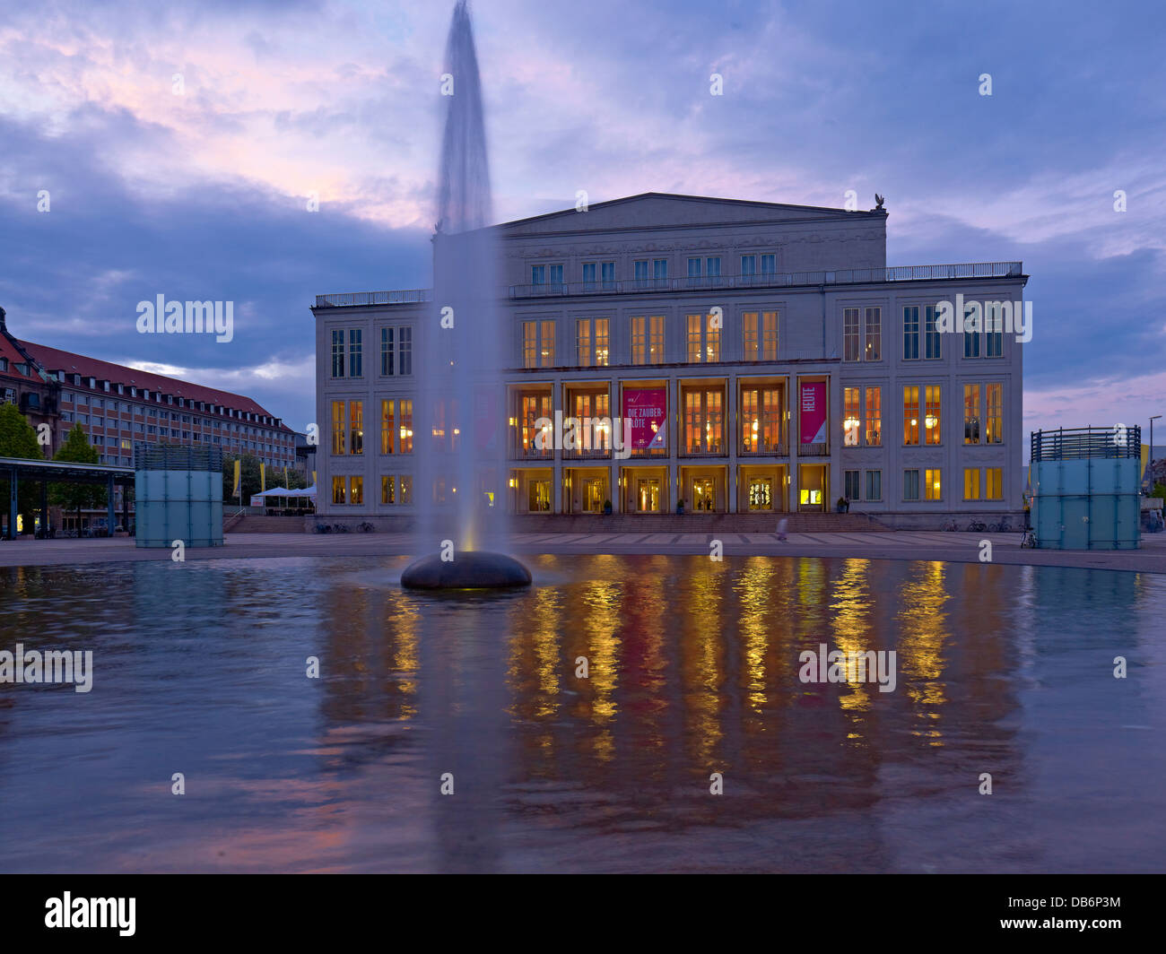 Augustusplatz square with opera house, Leipzig, Saxony, Germany Stock