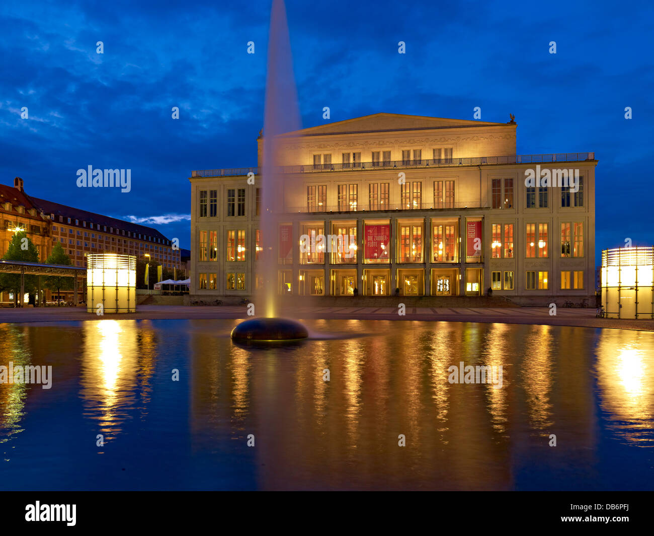 Augustusplatz square with opera house, Leipzig, Saxony, Germany Stock