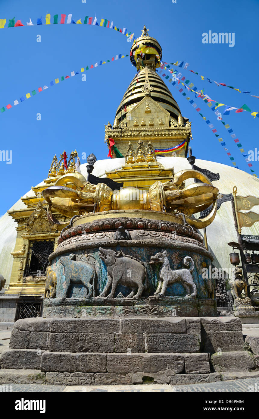 Swayambhunath Stupa or Monkey Temple in Kathmandu Valley, Nepal Stock ...