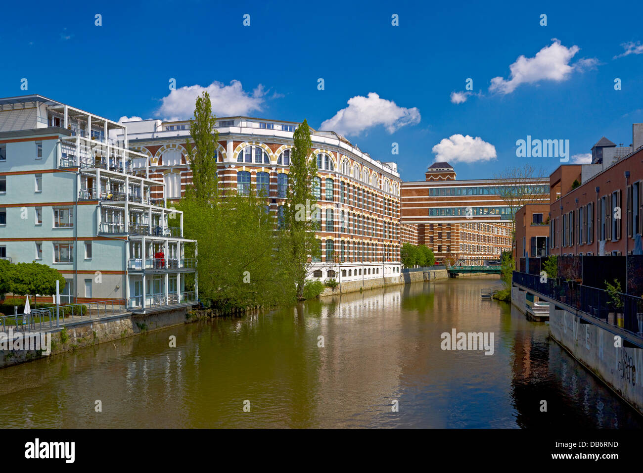 Loft apartments in former spinning mill at White Elster River, Leipzig