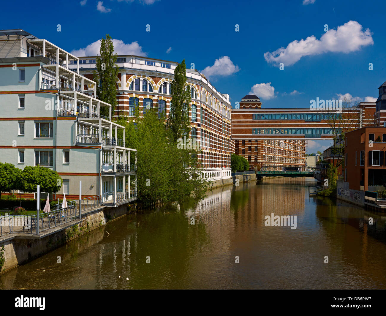 Loft apartments in former spinning mill at White Elster River, Leipzig