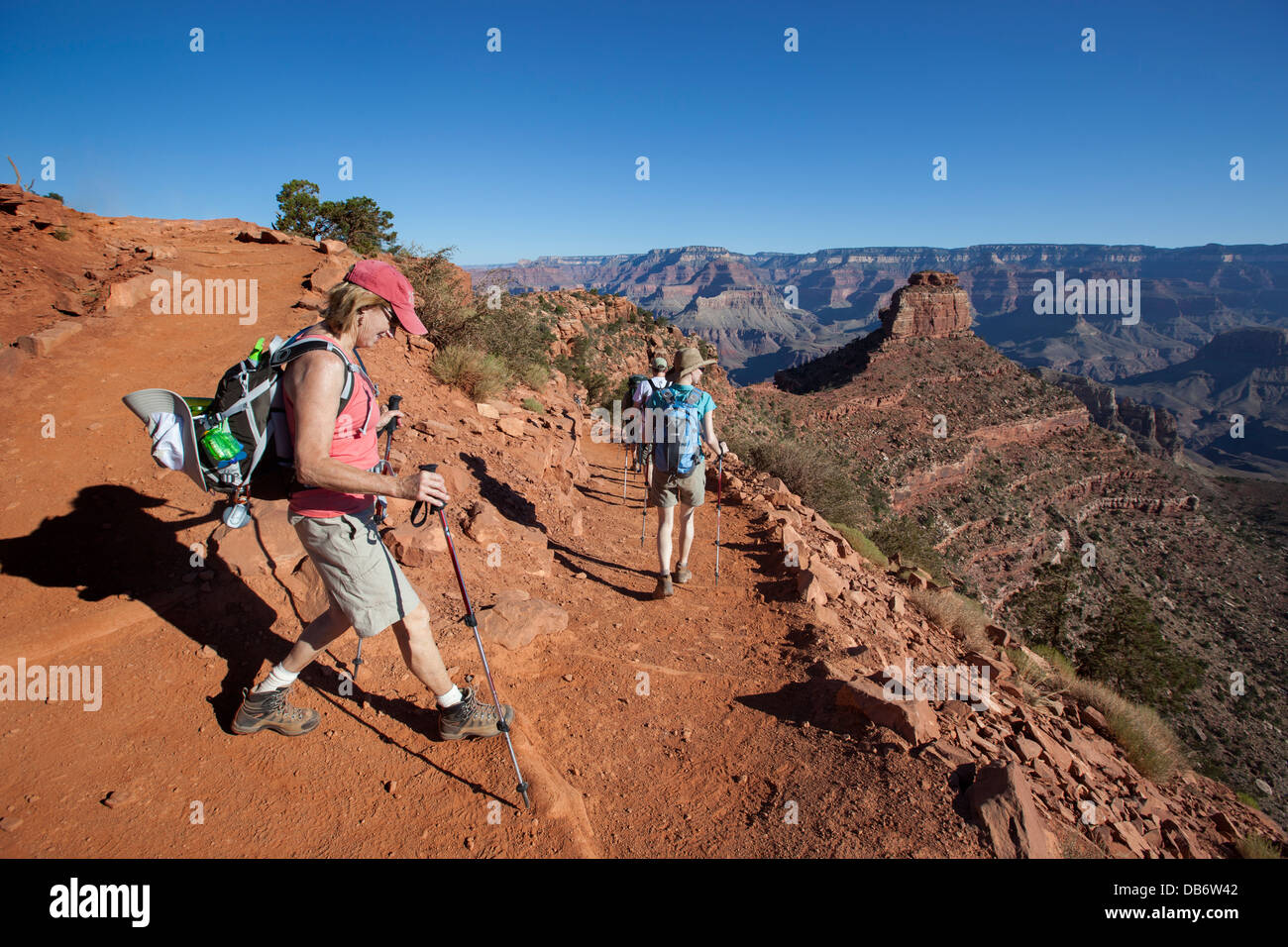 Hiker(s) on the South Kiabab trail, South Rim, Grand Canyon National Park, Arizona. Stock Photo