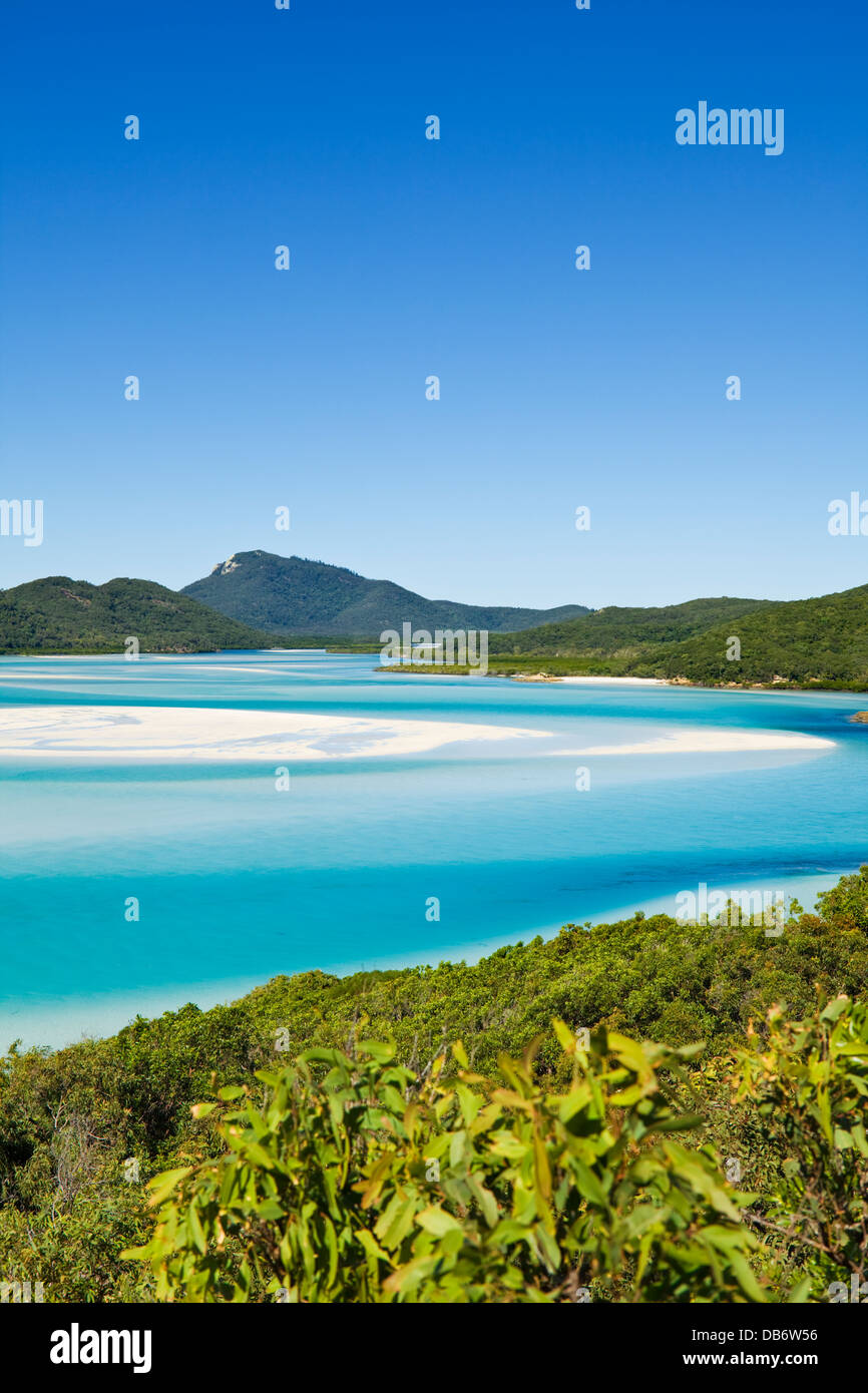 The white sands and turquoise waters of Hill Inlet on Whitsunday Island. Whitsundays, Queensland, Australia Stock Photo