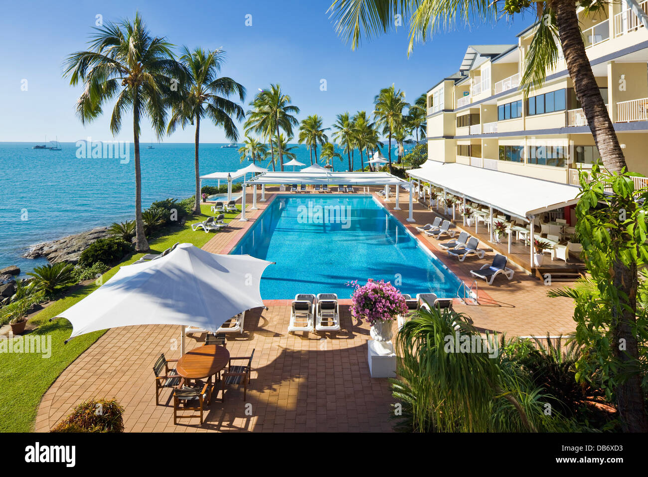 Swimming pool at the Coral Sea Resort. Airlie Beach, Whitsundays, Queensland, Australia Stock Photo