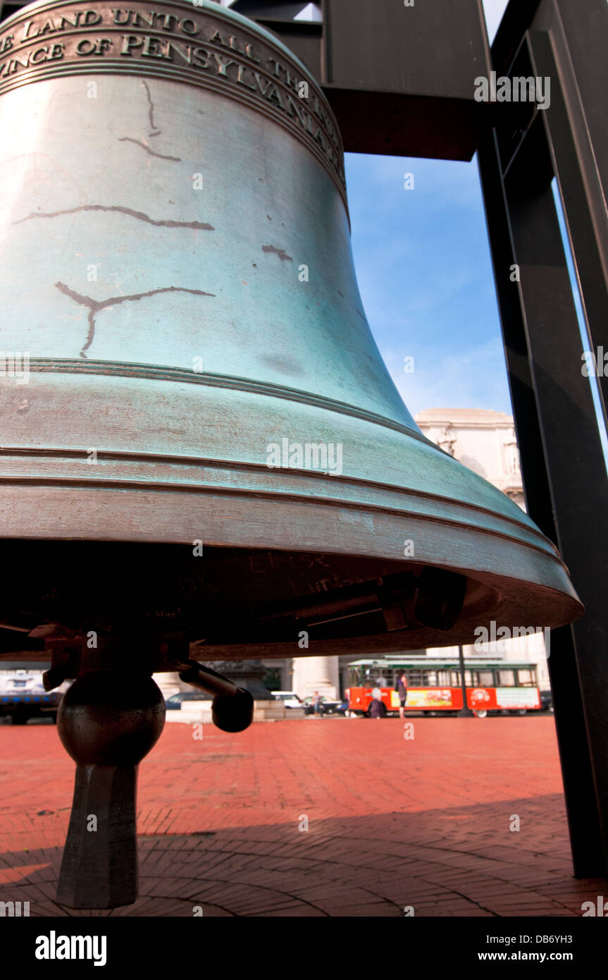 The 'other' Liberty Bell outside of Union Station in Washington DC Stock Photo