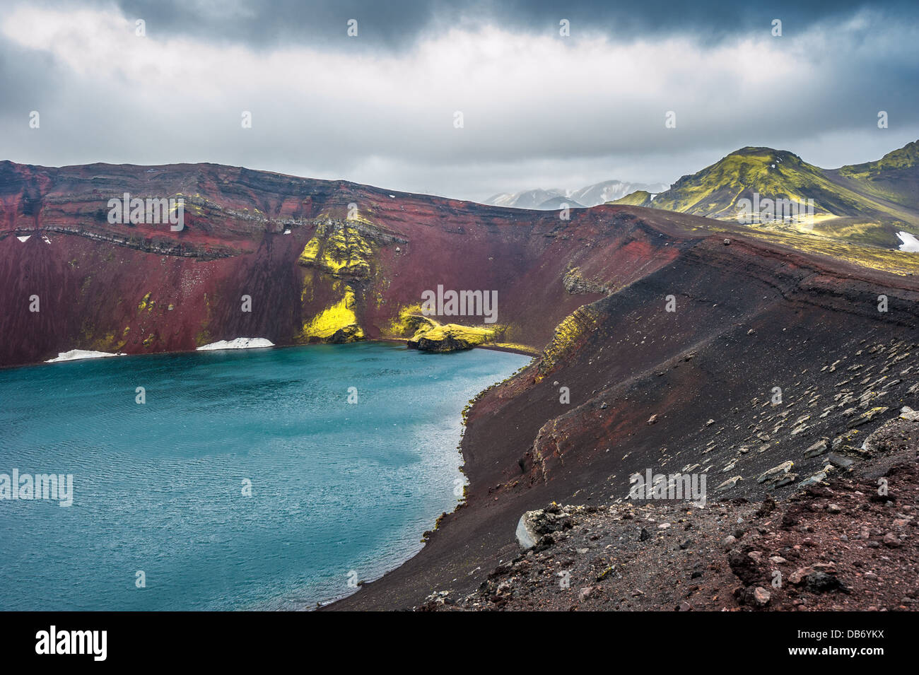 Ljotipollur crater lake, Landmannalaugar, Iceland Stock Photo