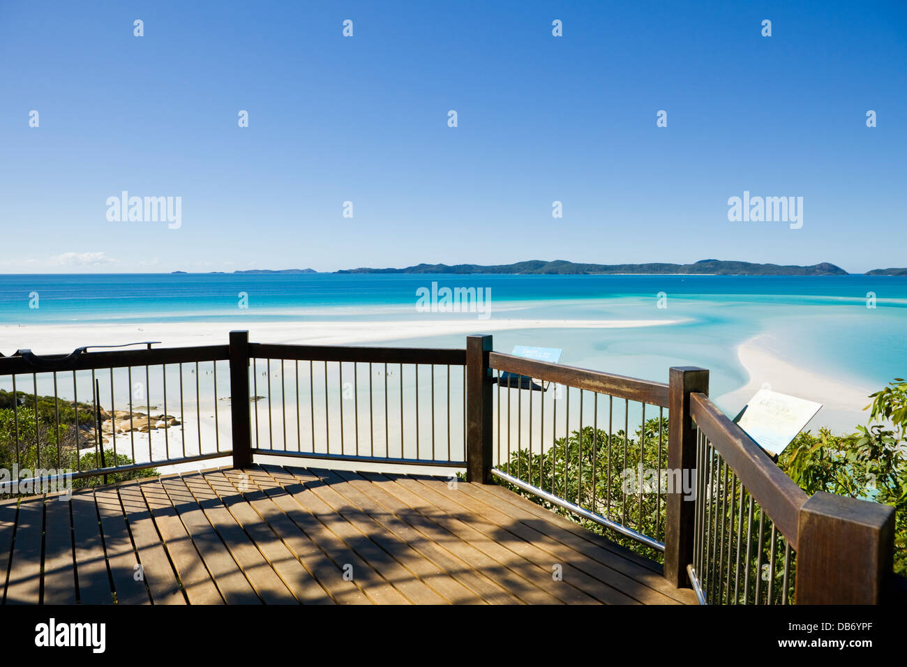 Lookout overlooking scenic Hill Inlet and Whitehaven Beach. Whitsunday Island, Whitsundays, Queensland, Australia Stock Photo