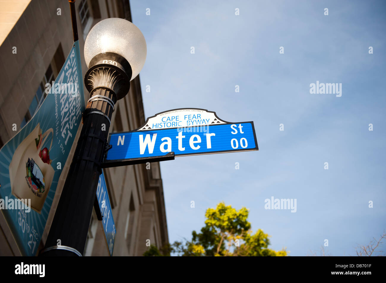 Historic Downtown Wilmington North Carolina Water Street sign and