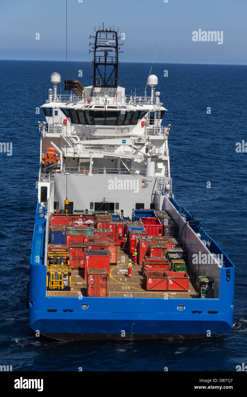 The MV Blue Fighter North Sea Oil Industry Supply Ship Stock Photo