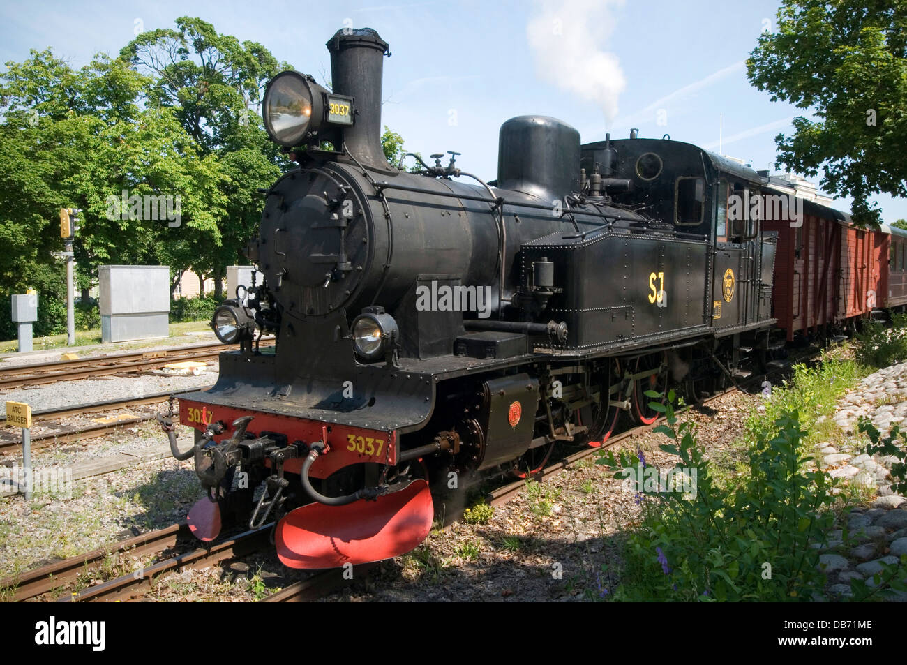 steam train trains narrow gauge railway sweden swedish Stock Photo