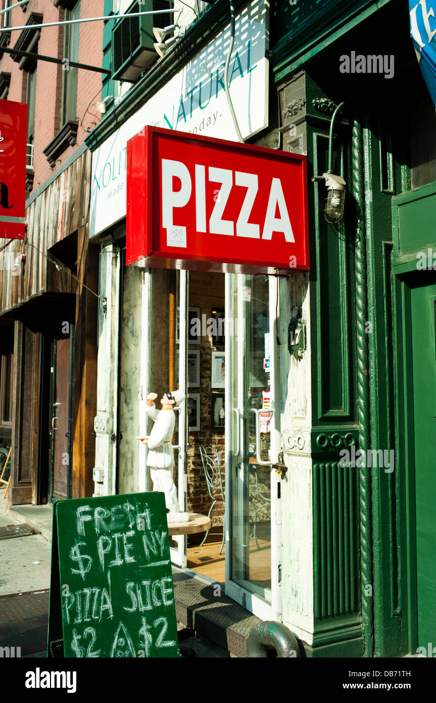 Sign for Pizza restaurant in Little Italy, New York City Stock Photo