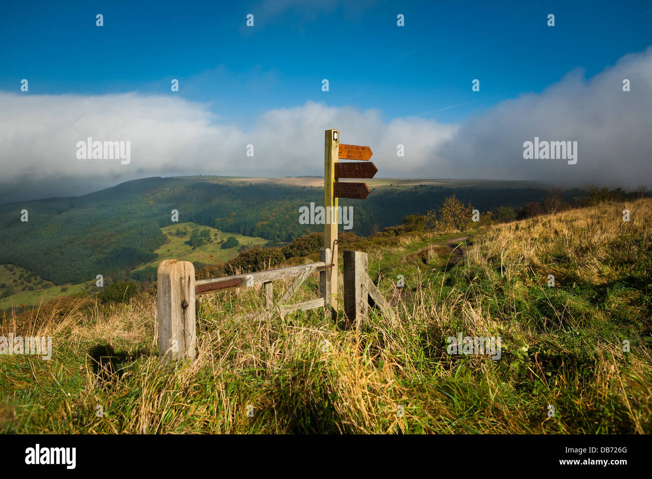 Cleveland Way Signs, Sutton Bank, North Yorkshire Stock Photo