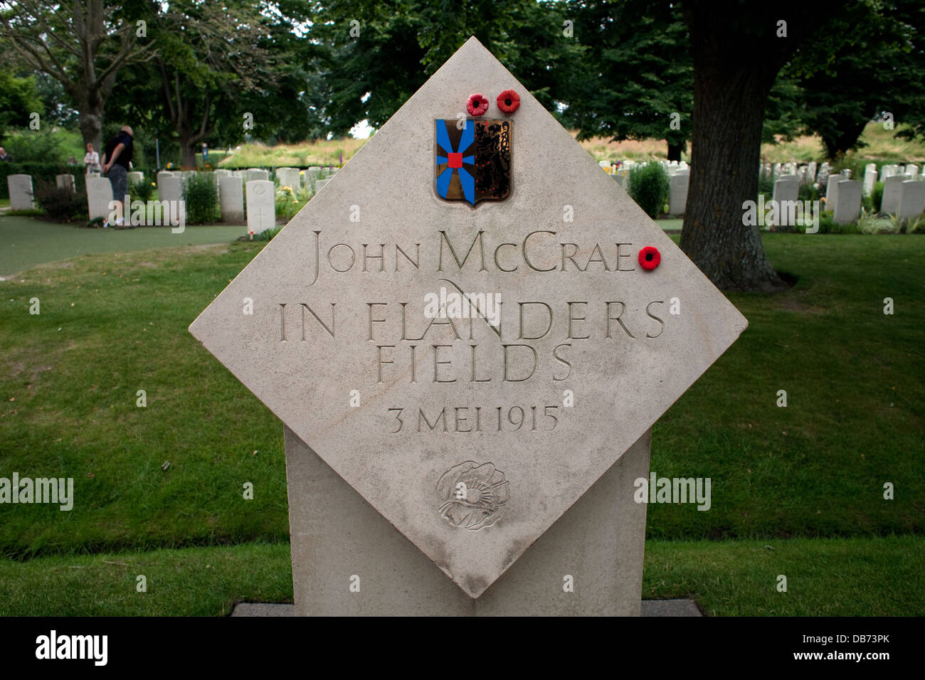 Essex Farm Cemetery, Ypres Salient, Flanders, Belgium. Site of John McCrae poem In Flanders Fields May 1915 Stock Photo