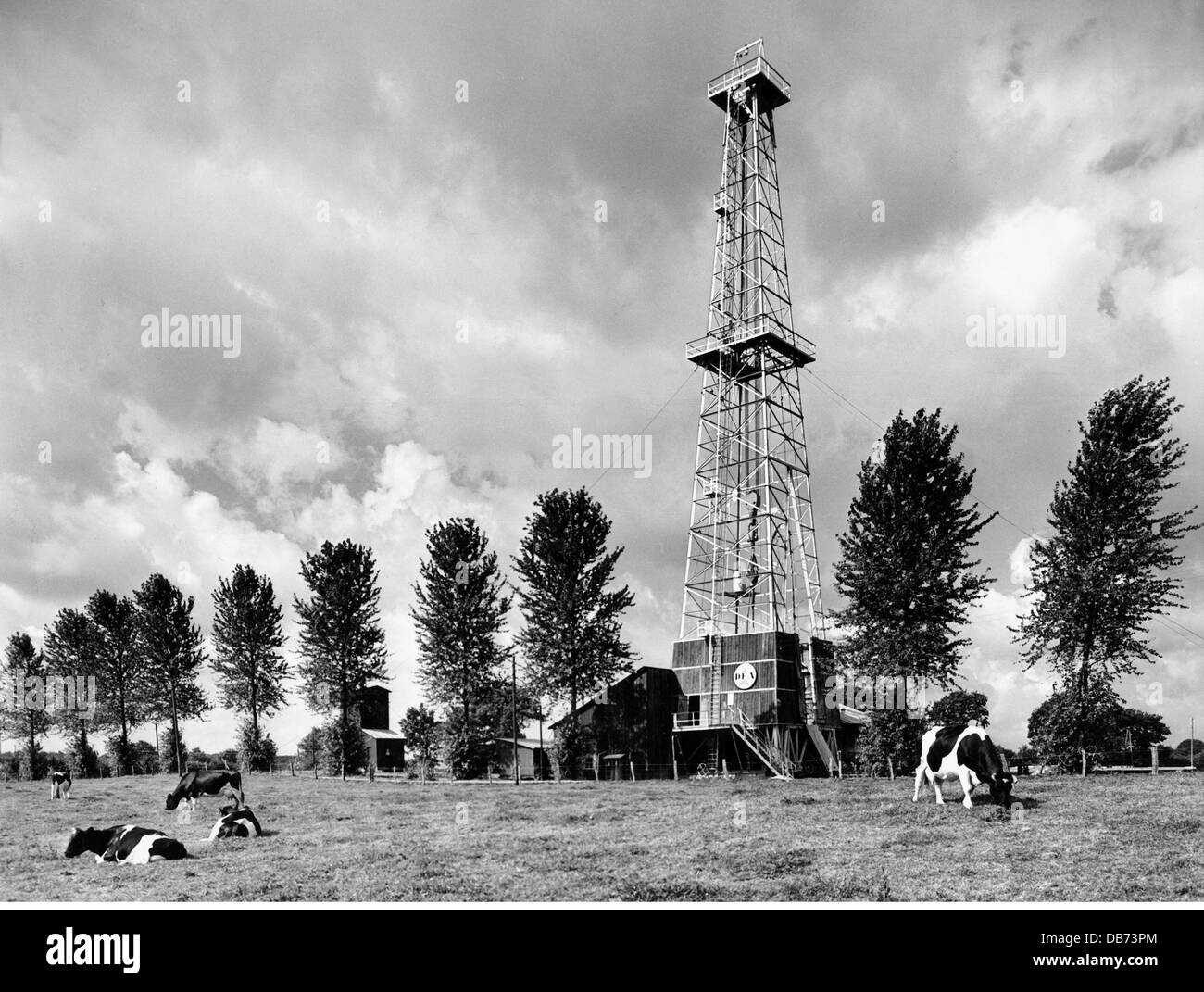 energy petroleum drilling derrick Holstein 1950s Germany drilling Stock