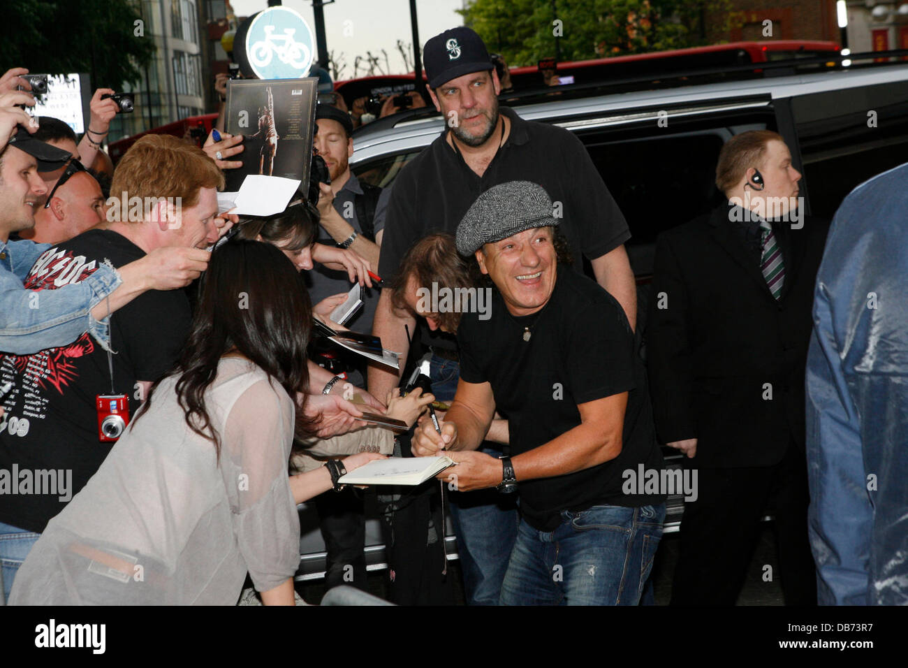 Malcolm Young, Cliff Williams, Angus Young and Brian Johnson of AC/DC Premiere of 'AC/DC - Live at River Plate' at Hammersmith Apollo - Arrivals London, England - 06.05.11 Stock Photo