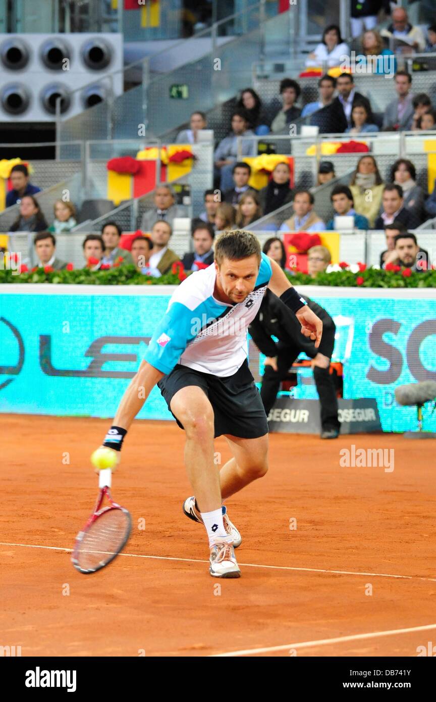 Roger Federer defeats Robin Soderling 2011 Mutua Madrid Open Madrid, Spain - 06.05.11  Stock Photo