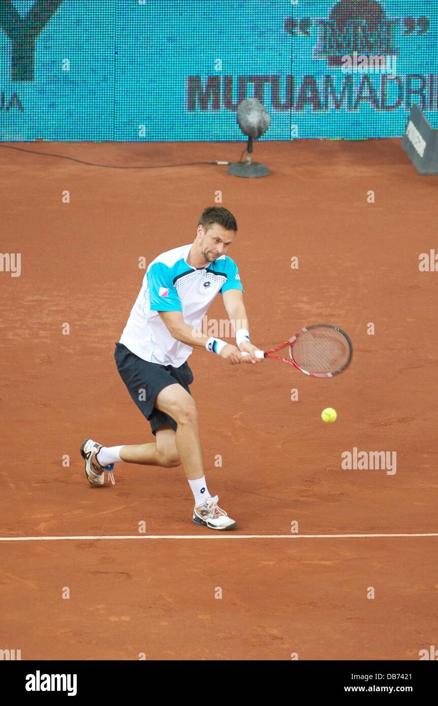 Roger Federer defeats Robin Soderling 2011 Mutua Madrid Open Madrid, Spain - 06.05.11  Stock Photo