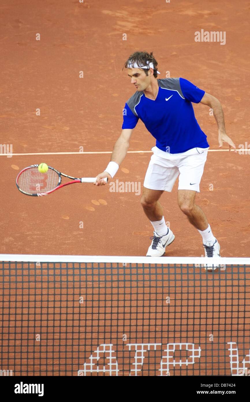 Roger Federer defeats Robin Soderling 2011 Mutua Madrid Open Madrid, Spain - 06.05.11  Stock Photo
