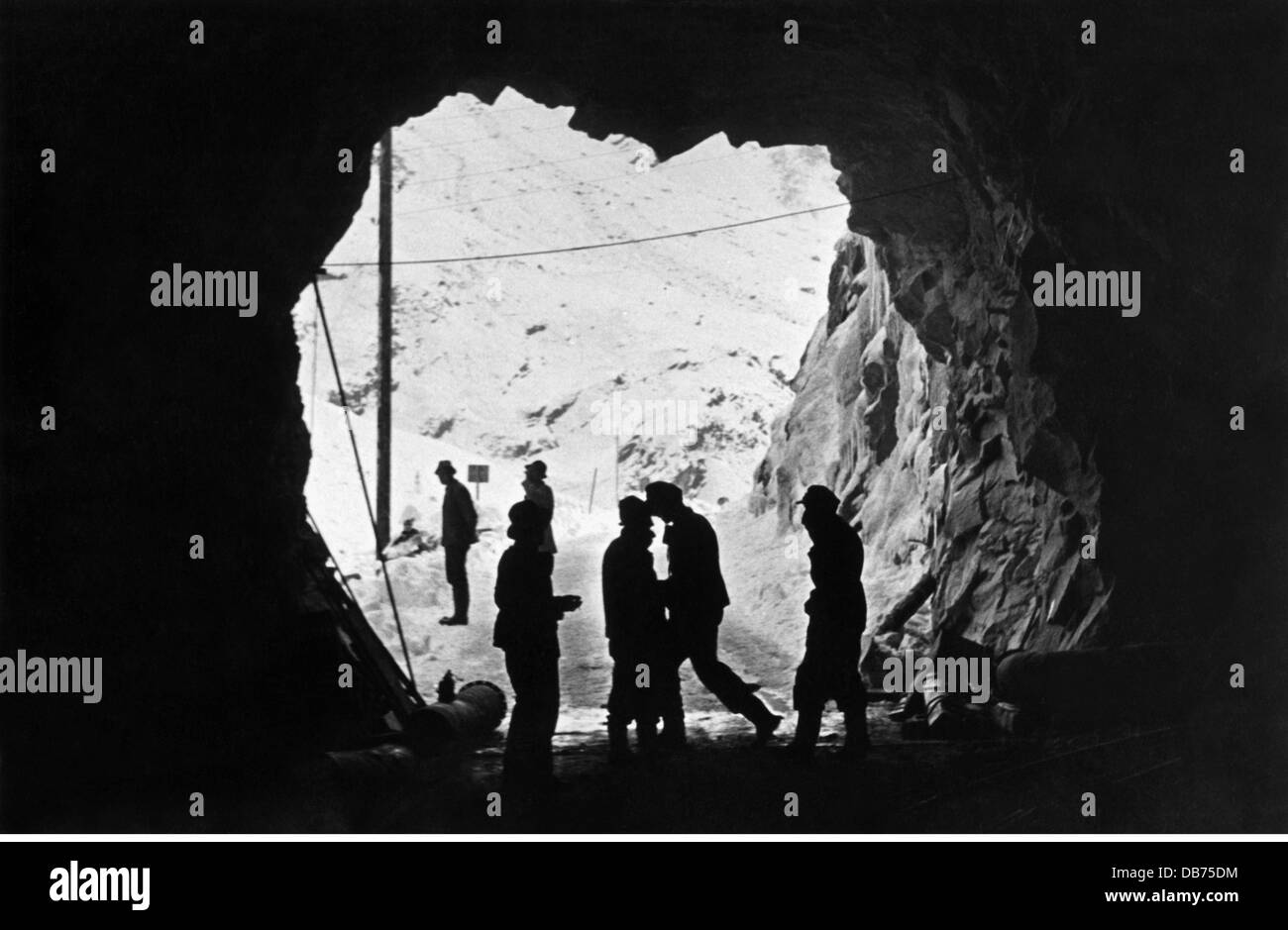 energy, water, Kaprun power station construction site, tunnel of the mountain road, Austria, circa 1950, Additional-Rights-Clearences-Not Available Stock Photo