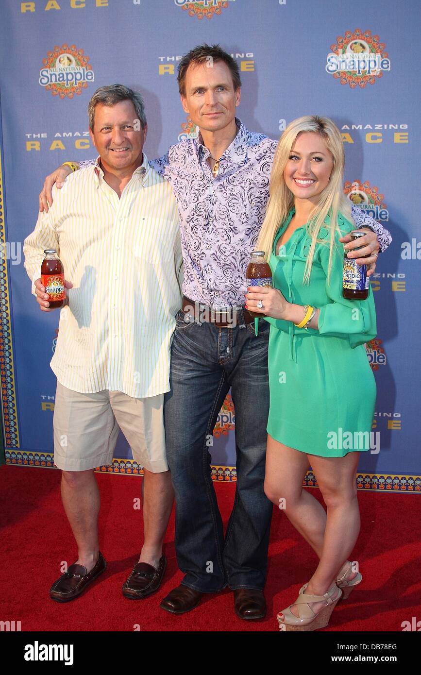 Gary Ervin, Phil Keoghan and Mallory Ervin arrive at The Amazing Race