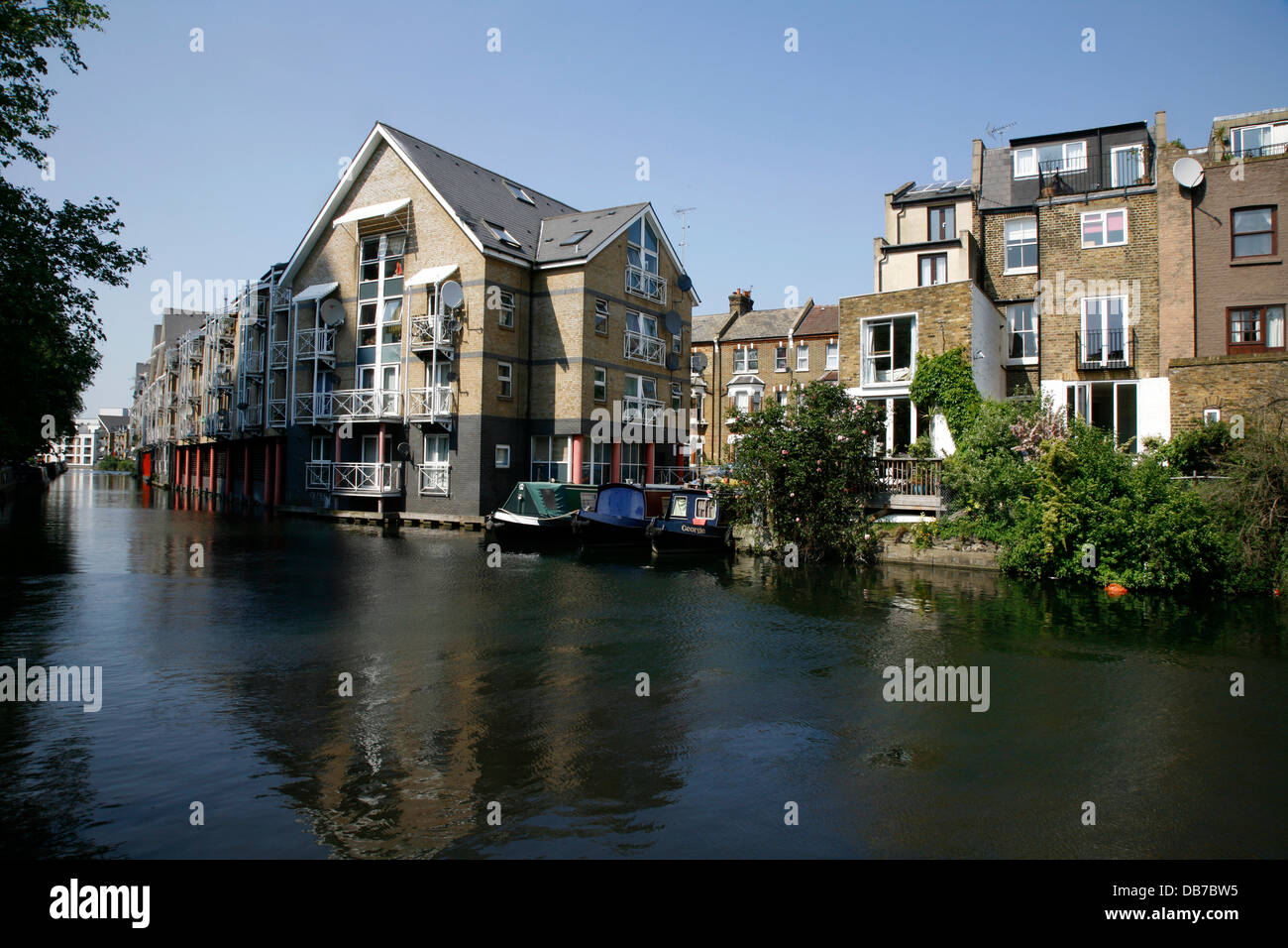 Housing on the banks of the Grand Union Canal at Kensal Town, London