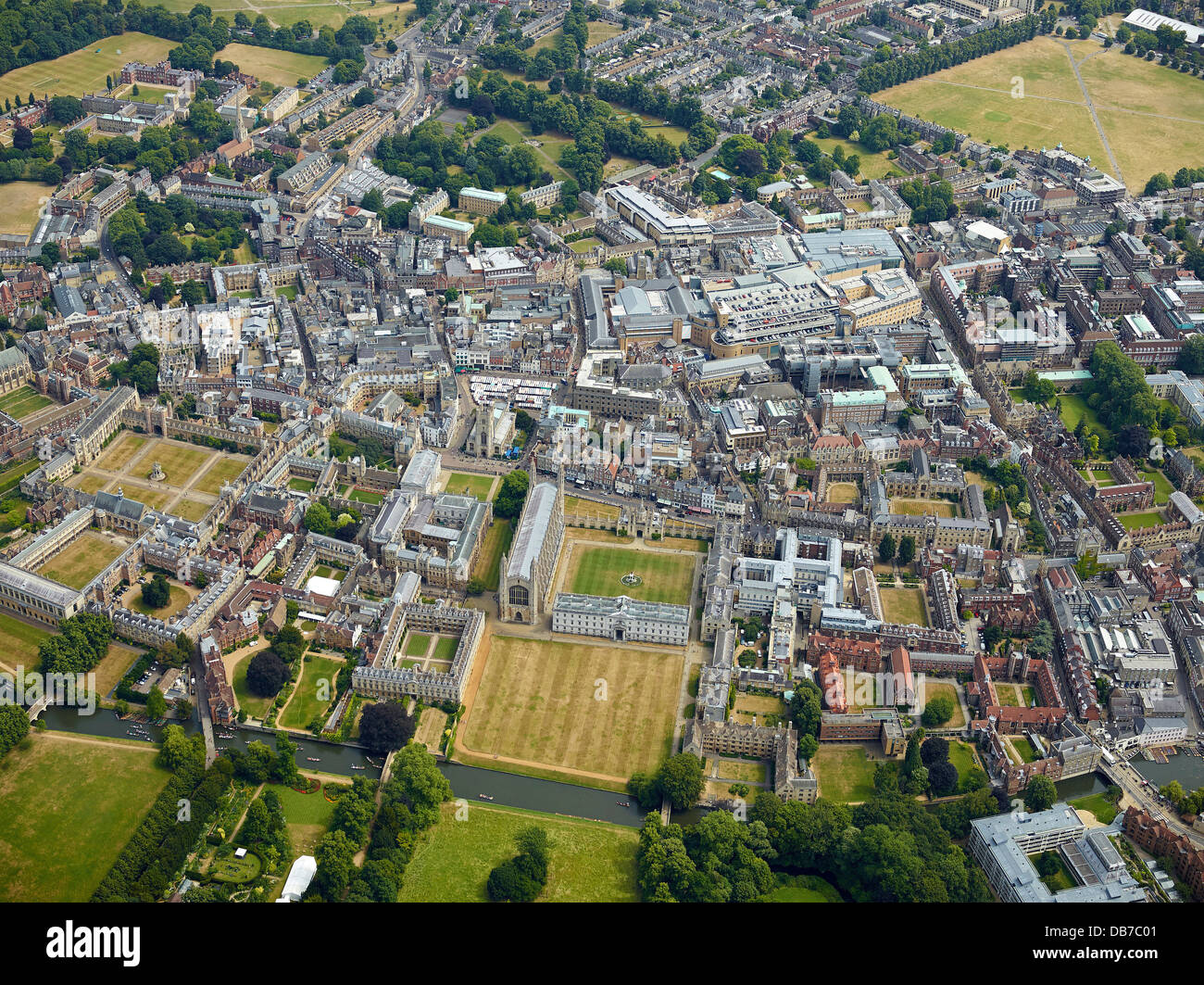 Cambridge, the great university city of England, from the air, South East England, UK Stock Photo