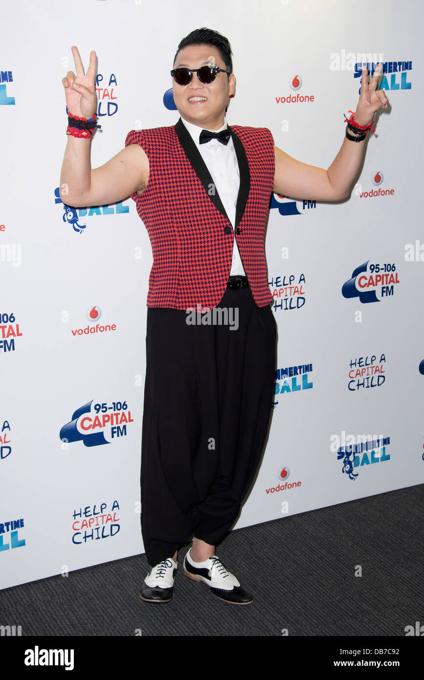 South Korean Singer Psy Arrives For The Capital Fm Summertime Ball Wembley Stadium London Sunday June 9 2013 Stock Photo Alamy