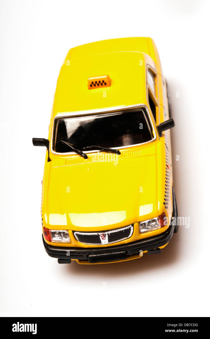 toy car yellow taxi cab Stock Photo