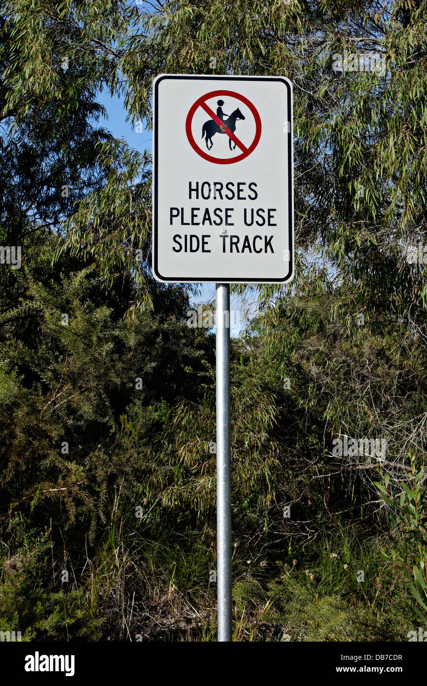 Use side track sign on a post, for horses that are able to read, Albany Western Australia Stock Photo